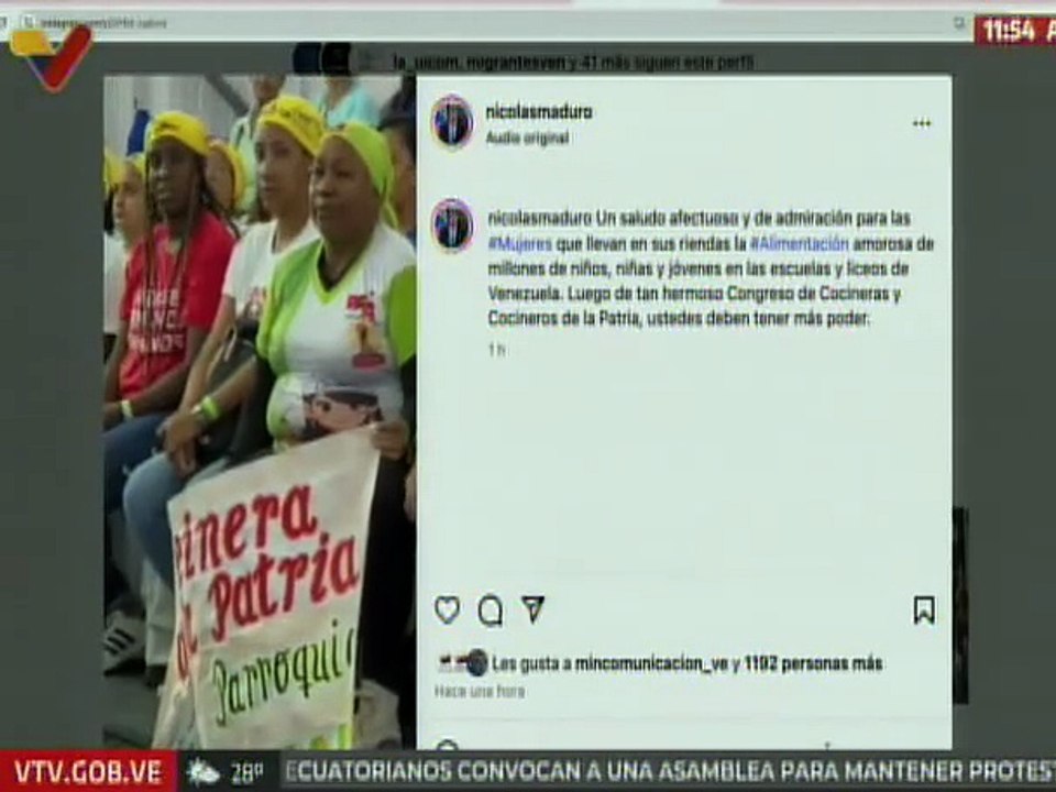 Presidente Maduro envía sus felicitaciones a las cocineras y cocineros de la patria