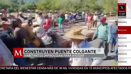 Ciudadanos de Veracruz construyen puente improvisado para ayudar a Texcatepec