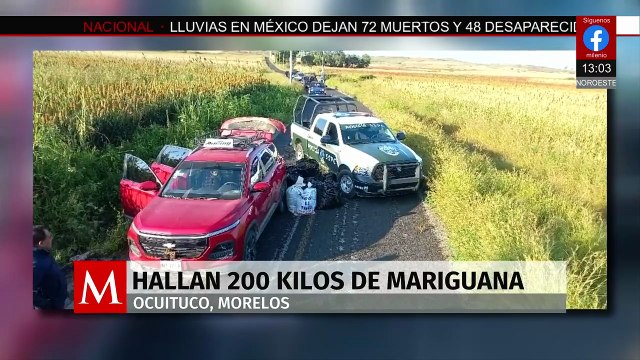 En Morelos, autoridades decomisan 200 kilogramos de mariguana del interior de una camioneta