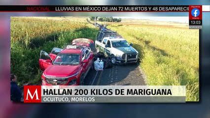 En Morelos, autoridades decomisan 200 kilogramos de mariguana del interior de una camioneta