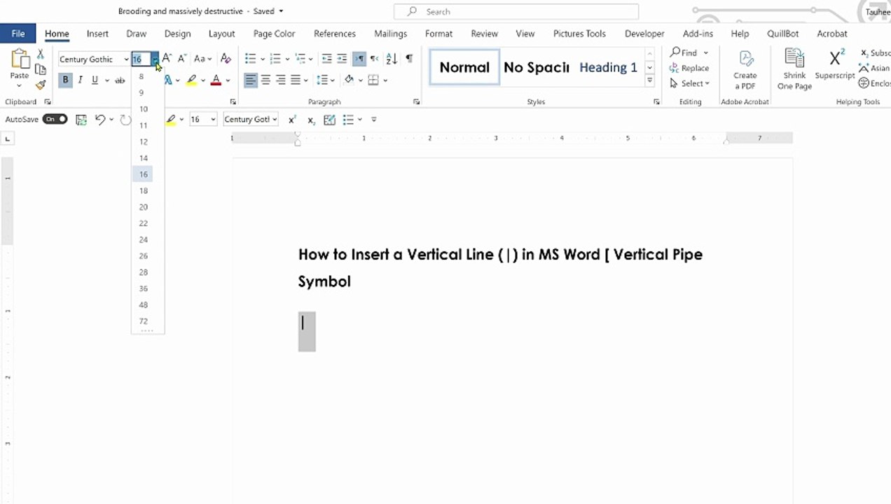 How to Insert a Vertical Line in MS Word Vertical Pipe Symbol - video ...