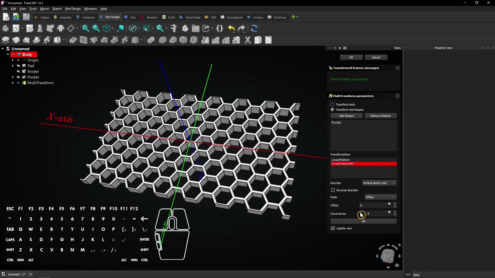 👍 FreeCAD Honeycomb Pattern - FreeCAD Tutorial - FreeCAD MultiTransform - FreeCAD 1