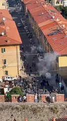 Pisa-Verona, il video degli scontri dalla Torre