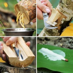A camping stove with foil and a wood-burning grill - the food turns out amazing