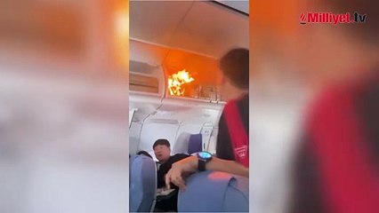 Havada dehşet anları! Bagaj alev alev yandı, uçak acil iniş yaptı
