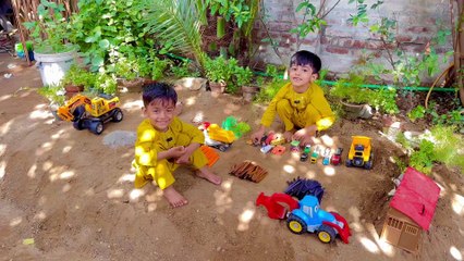 Building a Mini House with Bricks & Trucks | Kids Construction Fun in Sand