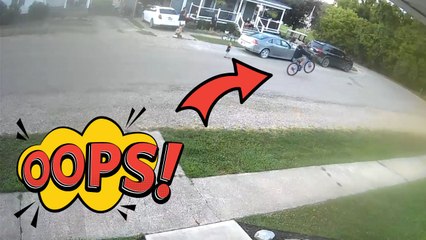 Security camera records man’s disastrous attempt at riding a wheelie on neighbor’s bike