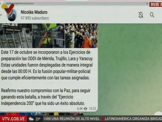 Presidente Maduro: Este 17 de Octubre se incorporaron las ODDI de Mérida, Trujillo, Lara y Yaracuy
