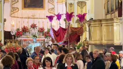 Praiano (SA) - la breve processione con la statua di San Luca (18.10.25)