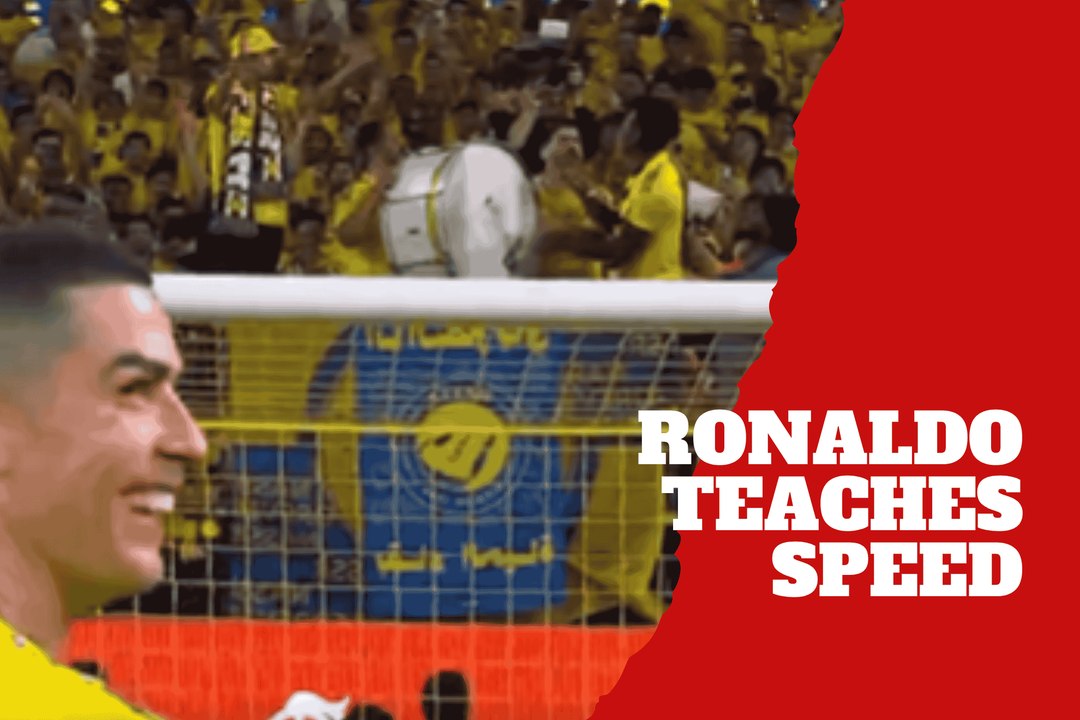 Cristiano Ronaldo teaches IShowSpeed the Al Nassr drum celebration and the crowd goes wild