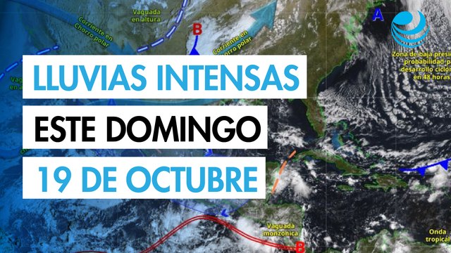Frente frío 8 y baja presión traerán lluvias intensas a cinco estados este domingo 19 de octubre