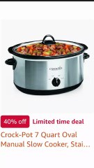 Crock-Pot 7 Quart Oval Manual Slow Cooker, Stainless Steel (SCV700-S-BR), Versatile Cookware for Large Families or Entertaining