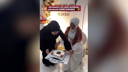 Bu da oldu! Umre kınası yapıp, Kabe pastası yediler