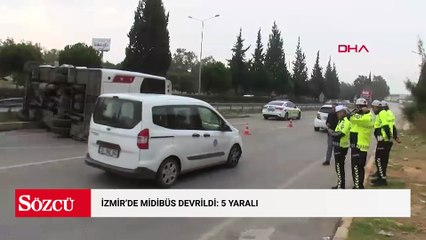 İzmir'de midibüs devrildi: 5 yaralı