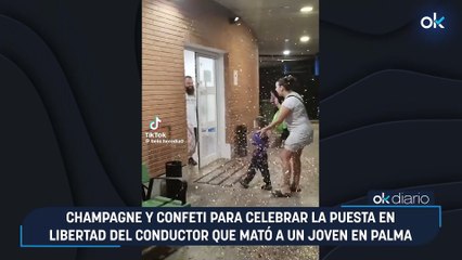 Champagne y confeti para celebrar la puesta en libertad del conductor que mató a un joven en Palma