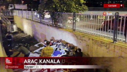 Kayseri'de kamyonet kanala uçtu