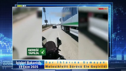 Dur İhtarına Uymayan Motosikletli Sürücü Ele Geçirildi