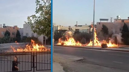 İnternet çalışması sırasında doğal gaz borusu zarar gördü; çıkan yangında 2 kişi yaralandı
