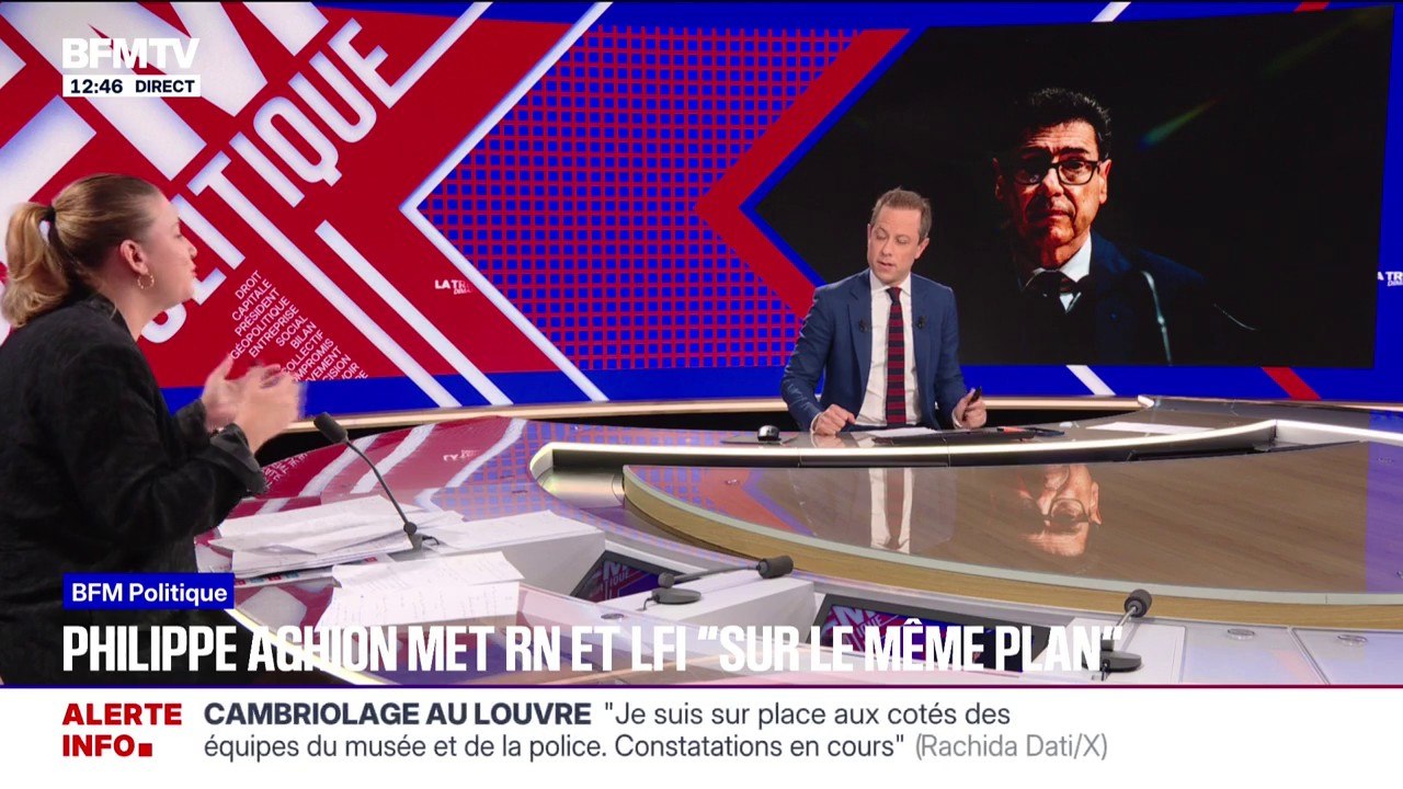 "Je l'invite à venir débattre avec nous", réagit Mathilde Panot (LFI) après après les propos de Philippe Aghion, prix Nobel d'économie qui mettait "sur le même plan" LFI et RN
