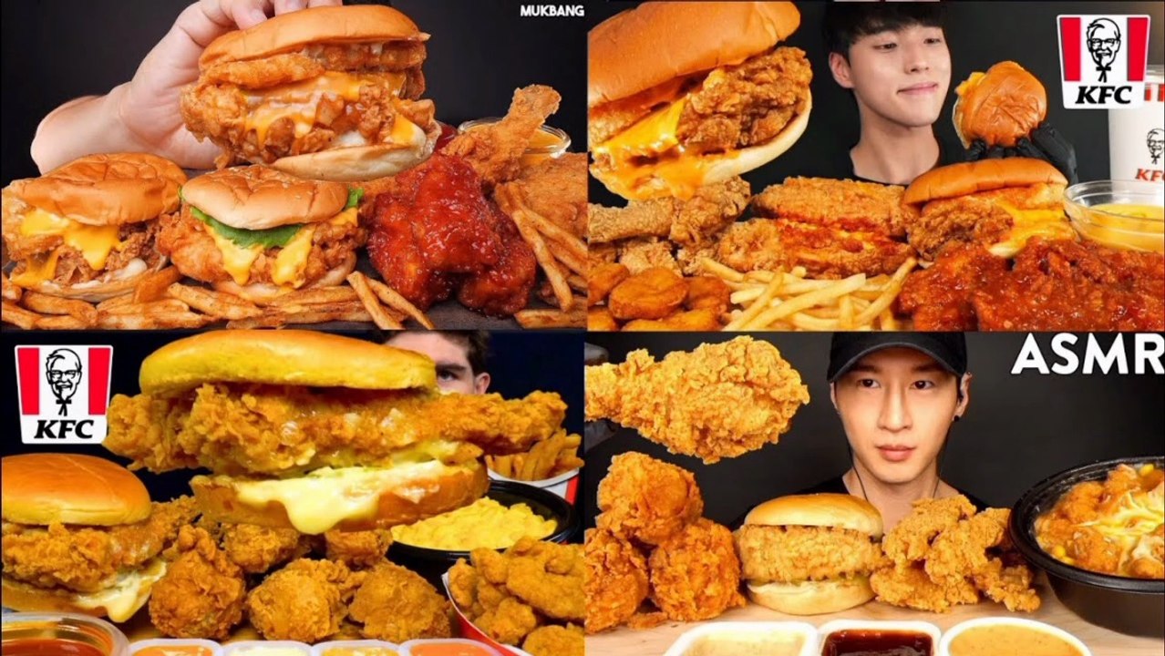 ASMR MUKBANG | KFC FRIED CHICKEN, BURGER | ASMR EATING COMPILATION
