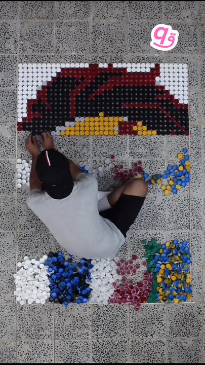 I made #tanjiro from Demon Slayer using 1,872 bottle caps! 🔥