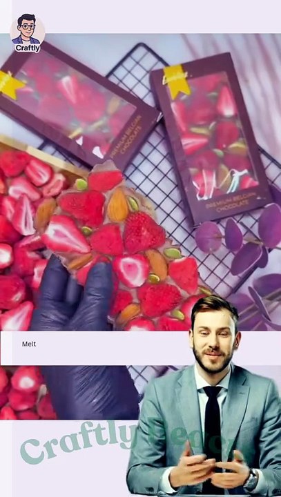 Homemade luxury — dry fruit chocolate that looks and sells premium! 🍓🍫 #ChocolateBusiness #HandmadeChocolate #CraftlyReacts #LuxuryTreats #SmallBusinessIdeas #FoodStartup #Craftly #UKBusinessIdeas Original content credited  Reacts | DIY videos | crafts