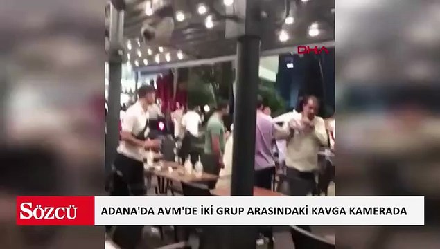 Adana'da bir AVM'de iki grup arasındaki kavga kamerada