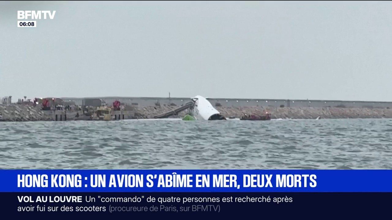 Hong Kong: un avion heurte un véhicule lors de son atterrissage avant de s'abîmer en mer, faisant deux morts