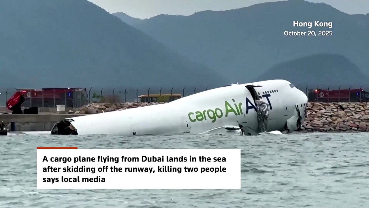 2 dead as Emirates SkyCargo plane operated by ACT Airlines skids off Hong Kong runway