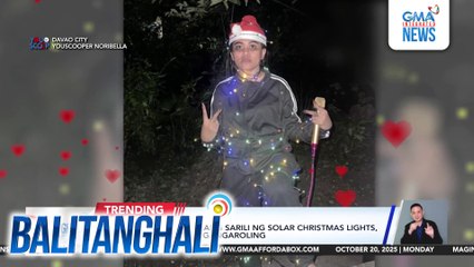Babaeng pinuluputan ang sarili ng solar Christmas lights, agaw-eksena ang pangangaroling | Balitanghali