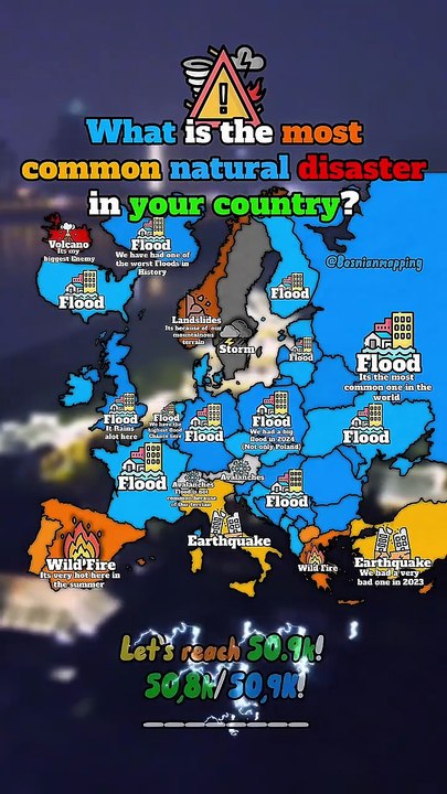 What is the most common natural disaster in your country_⛈️ #europe #geography #mapping #countries