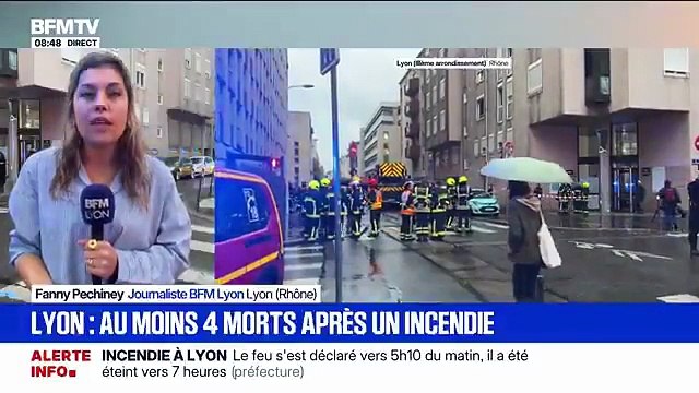 Lyon - Au moins 4 morts dans un violent incendie qui a touché ce matin, un immeuble de 10 étages, non-loin de la gare Part-Dieu : 78 sapeurs-pompiers et 34 engins mobilisés