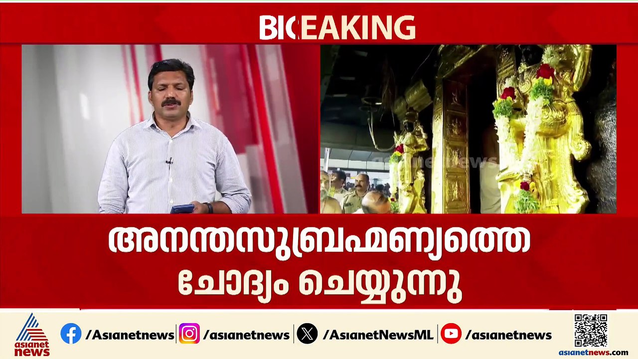 നിർണായക വിവരങ്ങൾ തേടാൻ SIT; അനന്തസുബ്രഹ്മണ്യത്തെയും പോറ്റിയെയും ഒന്നിച്ചിരുത്തി ചോദ്യം ചെയ്യുന്നു