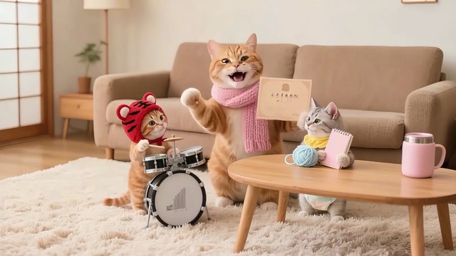 Tiger-Hat Kitten & Silver Gradient Kittens’ Nursing Home Sumo Cracks All Up, 3 Cats Bring Warmt