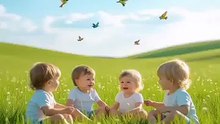 🌿Green_Desert_of_Joy_–_Babies_Playing_Under_Colorful_Birds(360p)