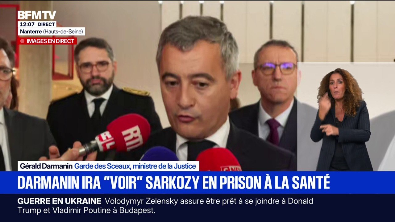 Gérald Darmanin indique qu'il ira "voir" Nicolas Sarkozy en prison pour "s'assurer de sa sécurité"