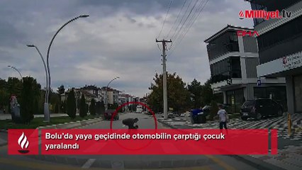 Bolu'da korku dolu anlar! Ailesiyle karşıya geçen çocuğa araba çarptı