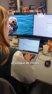 Les coulisses de Bonjour , la matinale de TF1, présentée par Bruce Toussaint : Bruce Toussaint présente Manon Tallien de Cabarrus, journaliste-assistante - VIDEO