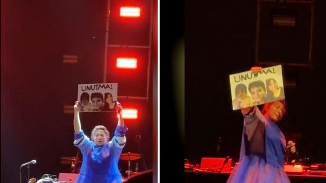 Kalben'den anlamlı hareket: 'Ayşenur Halil, Mattia Ahmet Minguzzi ve İkbal Uzuner' pankartıyla sahneye çıktı!