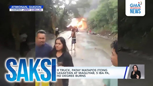 Driver ng tanker truck, patay matapos itong bumangga sa 3 sasakyan at magliyab; 5 iba pa, nagtamo ng third degree burns | Saksi