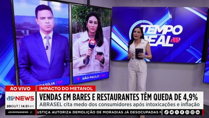 Bares e restaurantes têm queda de 4,9% nas vendas após surto de metanol | TEMPO REAL
