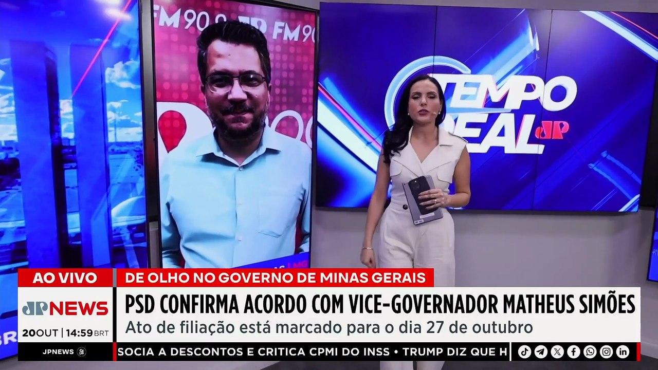 Vice-governador de Minas Gerais, Mateus Simões, troca Novo por PSD de Kassab | TEMPO REAL