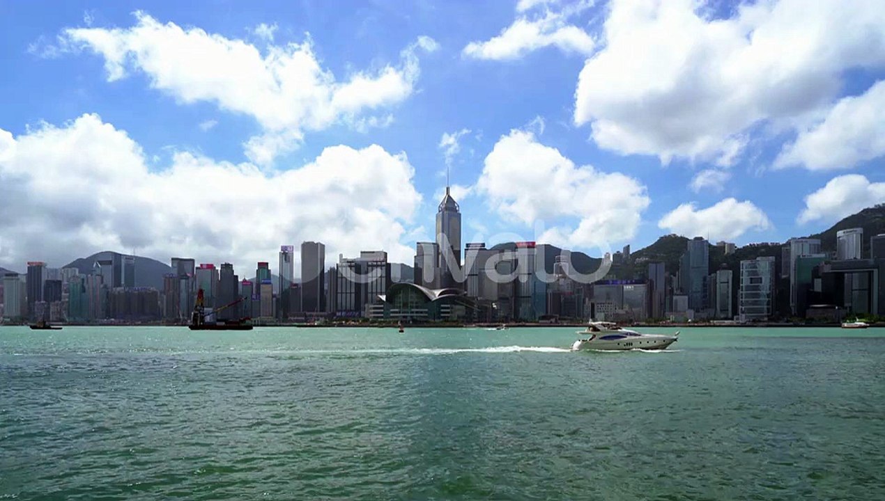Hong Kong Downtown. Financial district in smart city. Skyscraper and high-rise buildings.