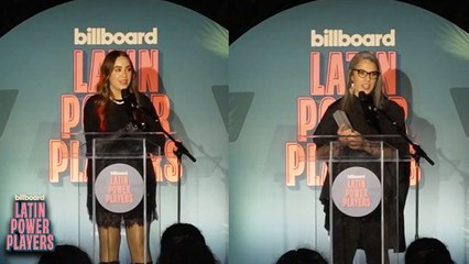 Ela Taubert Presents Regional Mexican Airplay Label of the Year Award to Angel Kaminsky & Ana | Latin Music Power Players 2025