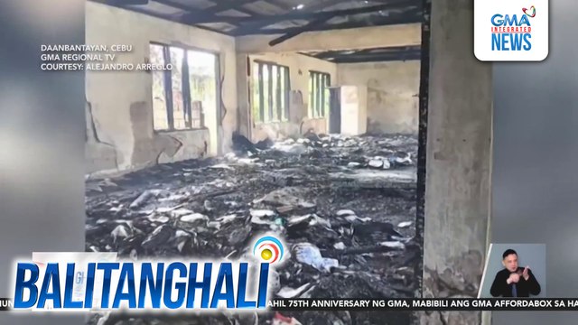 3 silid-aralan ng Daanbantayan Central School na napinsalan ng lindol, nasunog | Balitanghali