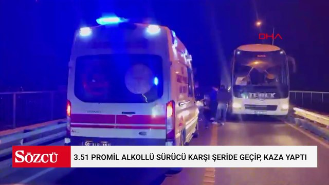 3.51 promil alkollü sürücü karşı şeride geçip, kaza yaptı