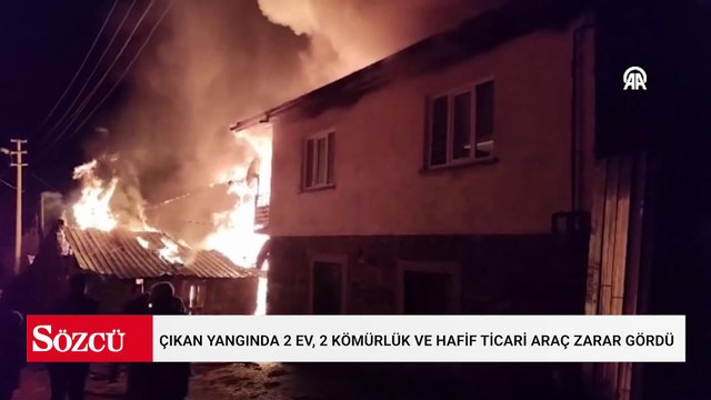 Çankırı'da çıkan yangında 2 ev, 2 kömürlük ve hafif ticari araç zarar gördü