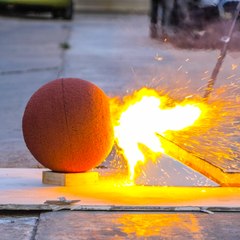 We made a ball of 100 thousand matches and set it on fire!