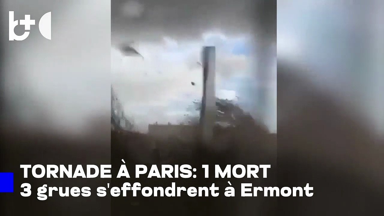 Tornade au nord-est de Paris : 1 mort, 4 blessés graves, grues renversées, toits arrachés.