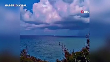 Hatay açıklarında hortum! Cep telefonu kamerasına yansıdı